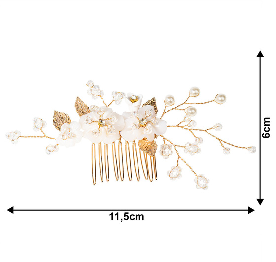 Ozdoba ślubna do włosów GRZEBYK ŚLUB kryształki kwiaty