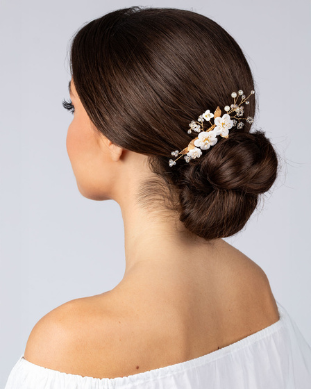 Ozdoba ślubna do włosów GRZEBYK ŚLUB kryształki kwiaty