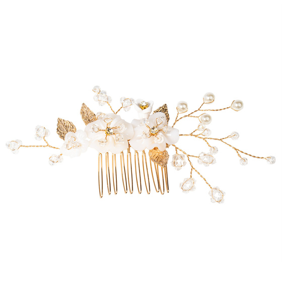 Ozdoba ślubna do włosów GRZEBYK ŚLUB kryształki kwiaty
